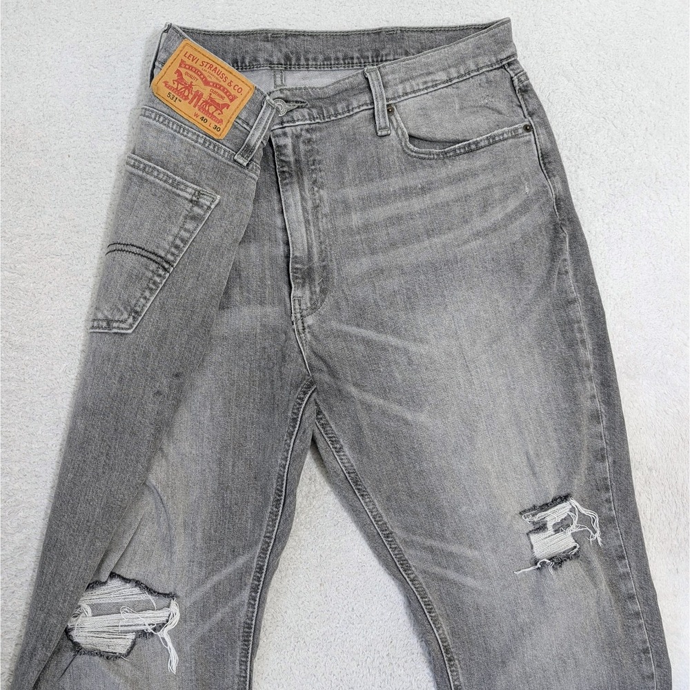Levis Premium 531 Gray Light Wash Mens Jeans 40x30 Comfort Stretchy